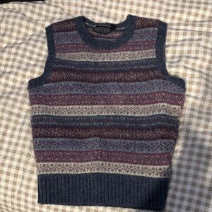 Vintage Lands End Women’s Striped Sweater Vest - Multicolor